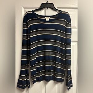 NWOT Max Studio Striped Long Bell Sleeve Sweater Size XL